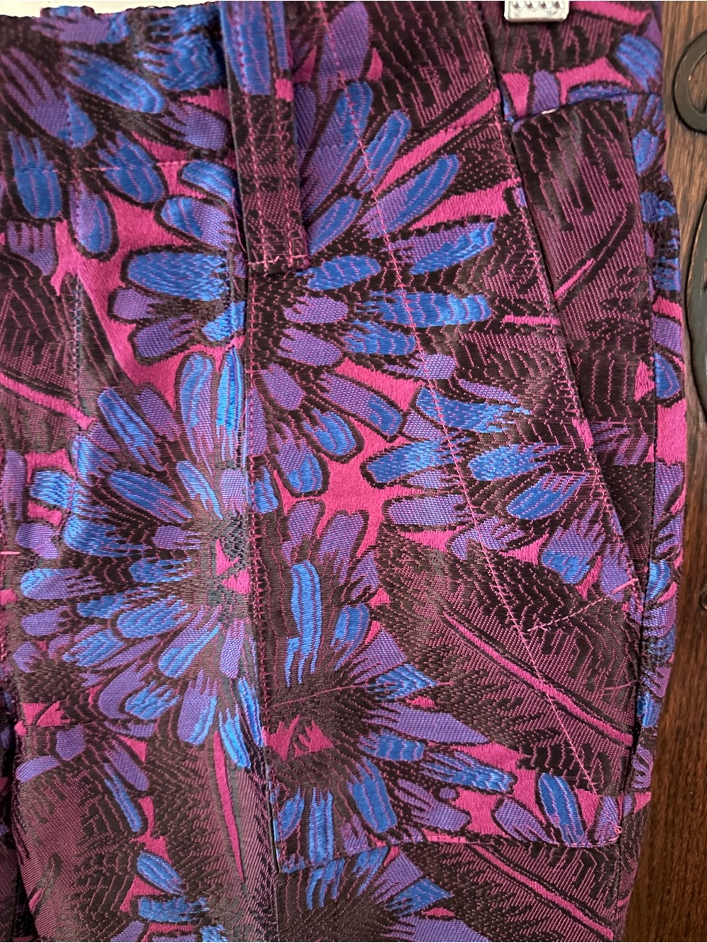 Floral Stretch Crop Pants - Purple/Blue - Picture 4 of 11